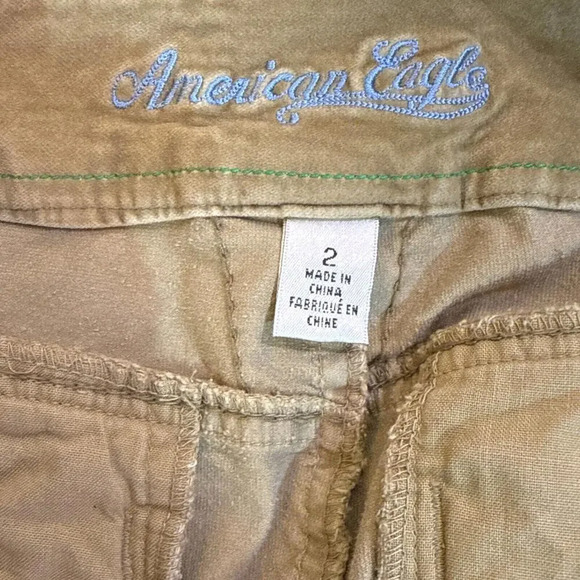 American Eagle Velvet Velour Khaki Vintage Y2K Boho Millennial Mini Skirt Size 2 - Picture 9 of 12